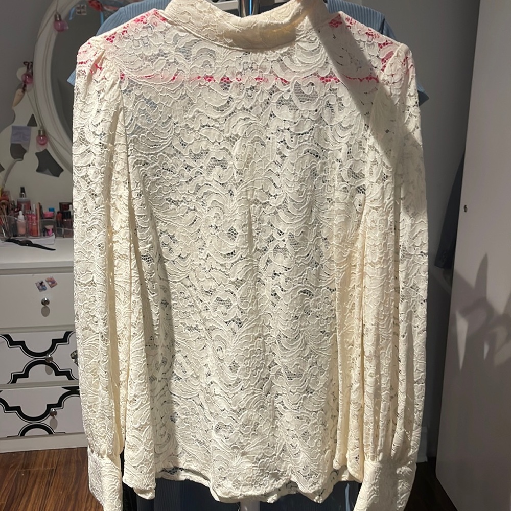 NWOT H&M lace long sleeve blouse size M